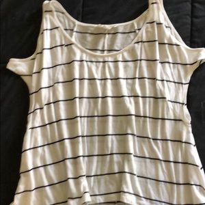 Shoulder Cut Out Striped T Shirt